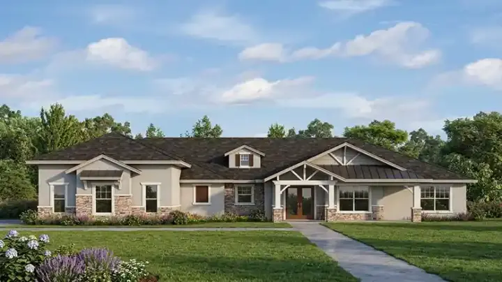 New American house plans 95-294 - front exterior, 3,339 sq ft, 3 bed, 3 bath house plans | Monster House Plans
