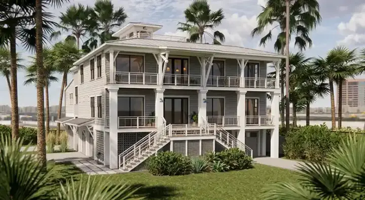 Coastal house plans 95-295 - front exterior, 4,806 sq ft, 4 bed, 4 bath house plans | Monster House Plans