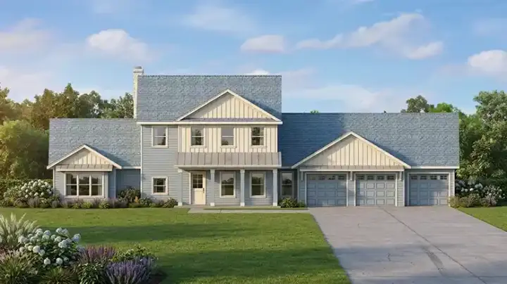 New American house plans 95-301 - front exterior, 4,489 sq ft, 4 bed, 5 bath house plans | Monster House Plans