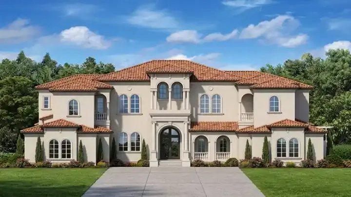 Mediterranean house plans 95-305 - front exterior, 8,409 sq ft, 6 bed, 6 bath house plans | Monster House Plans