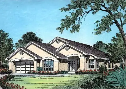 Sunbelt house plans 96-109 - front exterior, 1,890 sq ft, 4 bed, 2 bath house plans | Monster House Plans