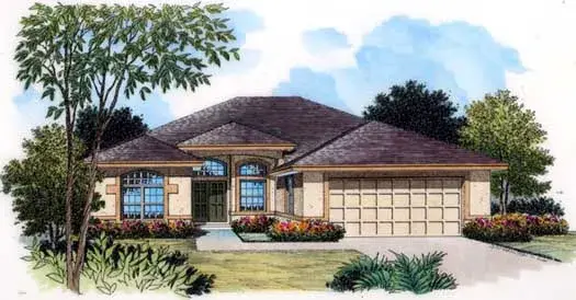 Sunbelt house plans 96-115 - front exterior, 2,162 sq ft, 4 bed, 3 bath house plans | Monster House Plans