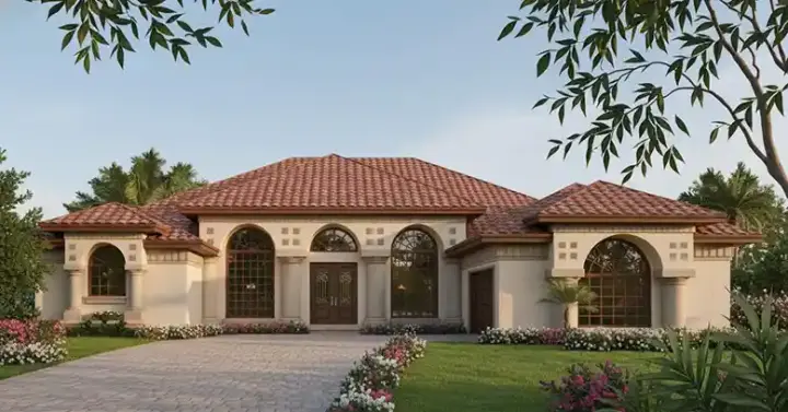 Mediterranean house plans 96-126 - front exterior, 2,660 sq ft, 4 bed, 3 bath house plans | Monster House Plans