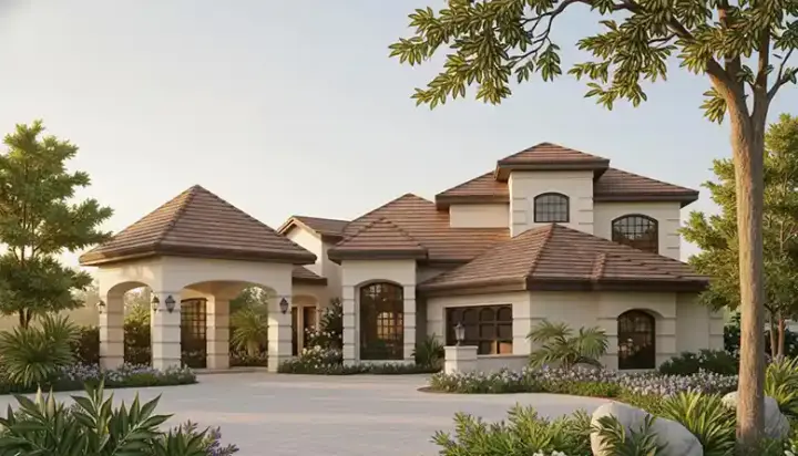 Florida house plans 96-129 - front exterior, 2,887 sq ft, 4 bed, 3 bath house plans | Monster House Plans