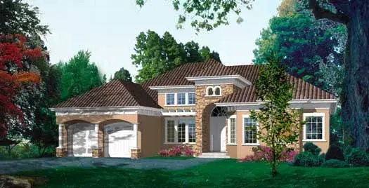 Tuscan house plans 96-131 - front exterior, 2,962 sq ft, 4 bed, 3 bath house plans | Monster House Plans