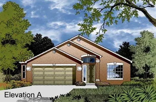Sunbelt house plans 96-149 - front exterior, 1,526 sq ft, 3 bed, 2 bath house plans | Monster House Plans