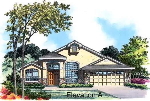 Florida house plans 96-150 - front exterior, 1,558 sq ft, 3 bed, 2 bath house plans | Monster House Plans