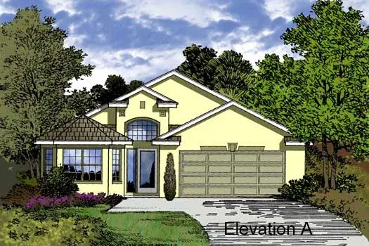 Mediterranean house plans 96-156 - front exterior, 1,740 sq ft, 4 bed, 2 bath house plans | Monster House Plans