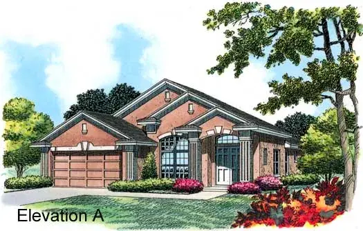 Mediterranean house plans 96-158 - front exterior, 1,771 sq ft, 3 bed, 2 bath house plans | Monster House Plans