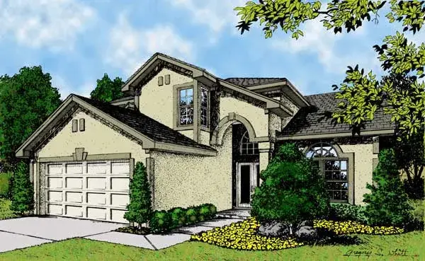 Florida house plans 96-173 - front exterior, 2,032 sq ft, 4 bed, 2 bath house plans | Monster House Plans