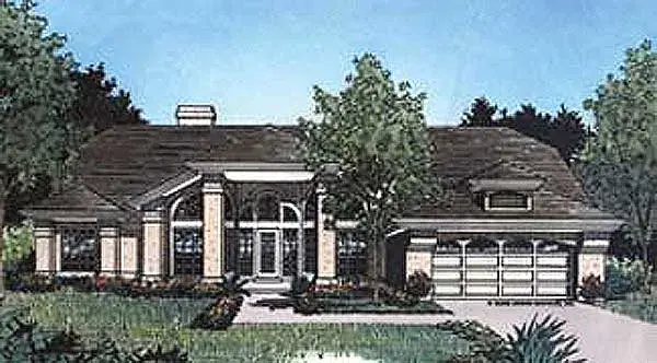 Florida house plans 96-174 - front exterior, 2,056 sq ft, 4 bed, 2 bath house plans | Monster House Plans