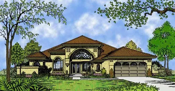 Florida house plans 96-175 - front exterior, 2,060 sq ft, 4 bed, 2 bath house plans | Monster House Plans