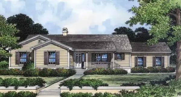 Ranch house plans 96-178 - front exterior, 2,077 sq ft, 3 bed, 2 bath house plans | Monster House Plans
