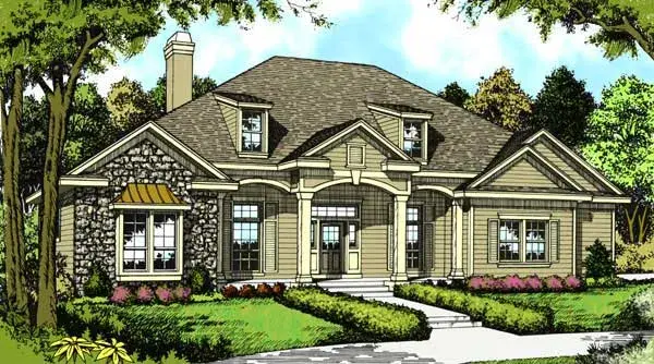 Florida house plans 96-181 - front exterior, 2,089 sq ft, 4 bed, 3 bath house plans | Monster House Plans