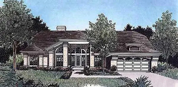 Florida house plans 96-183 - front exterior, 2,104 sq ft, 4 bed, 2 bath house plans | Monster House Plans