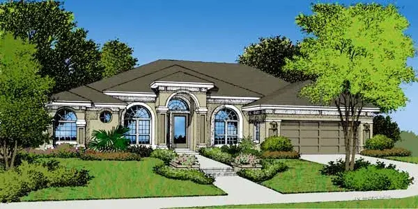 Florida house plans 96-186 - front exterior, 2,118 sq ft, 3 bed, 2 bath house plans | Monster House Plans