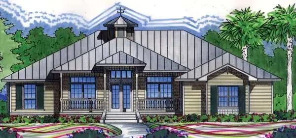 Coastal house plans 96-190 - front exterior, 2,151 sq ft, 4 bed, 2 bath house plans | Monster House Plans