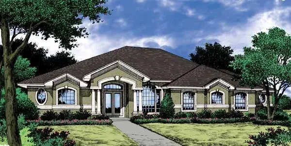 Florida house plans 96-200 - front exterior, 2,173 sq ft, 3 bed, 2 bath house plans | Monster House Plans