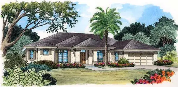 Florida house plans 96-201 - front exterior, 2,176 sq ft, 3 bed, 2 bath house plans | Monster House Plans