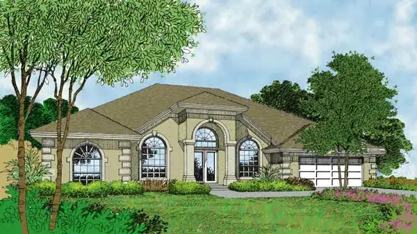 Florida house plans 96-206 - front exterior, 2,221 sq ft, 4 bed, 2 bath house plans | Monster House Plans