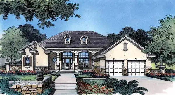 Florida house plans 96-208 - front exterior, 2,224 sq ft, 4 bed, 3 bath house plans | Monster House Plans
