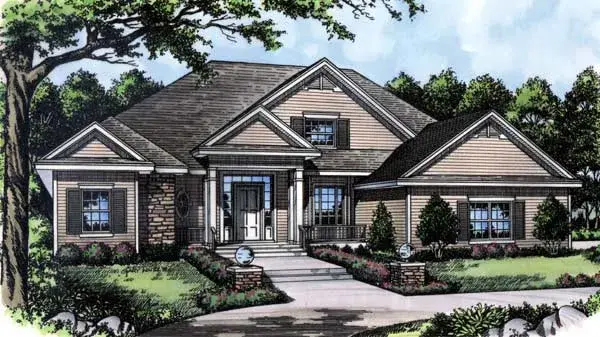 Traditional house plans 96-209 - front exterior, 2,224 sq ft, 4 bed, 3 bath house plans | Monster House Plans