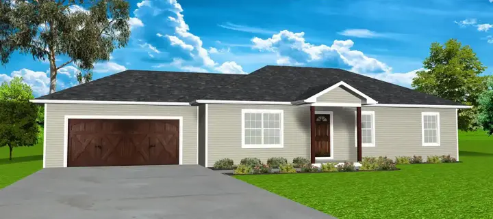 Ranch house plans 97-103 - front exterior, 1,276 sq ft, 3 bed, 2 bath house plans | Monster House Plans