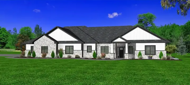 Ranch house plans 97-105 - front exterior, 2,225 sq ft, 4 bed, 3 bath house plans | Monster House Plans