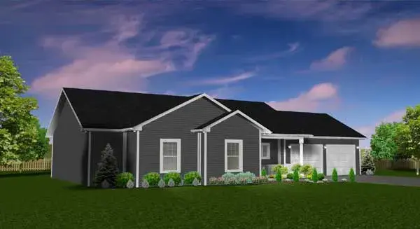 Ranch house plans 97-106 - front exterior, 1,460 sq ft, 3 bed, 2 bath house plans | Monster House Plans