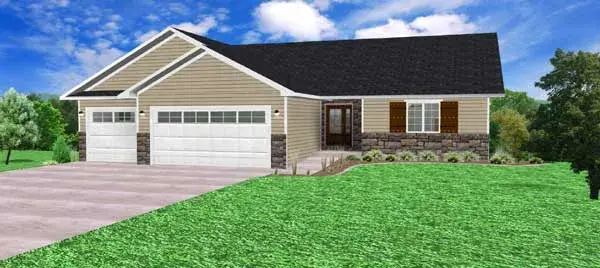 Ranch house plans 97-110 - front exterior, 1,660 sq ft, 3 bed, 2 bath house plans | Monster House Plans