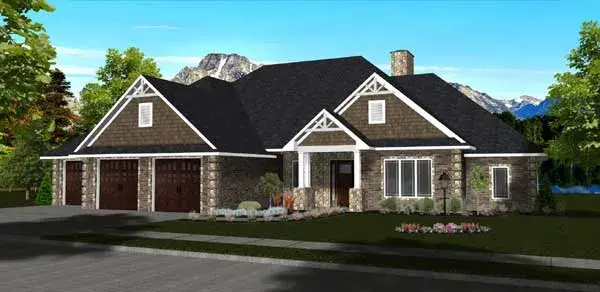 Craftsman house plans 97-111 - front exterior, 2,560 sq ft, 3 bed, 2 bath house plans | Monster House Plans