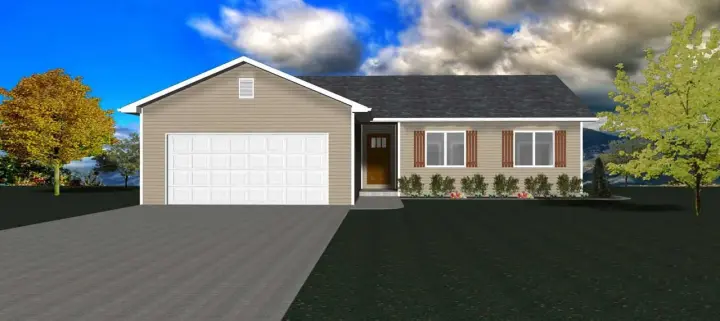 Ranch house plans 97-115 - front exterior, 1,352 sq ft, 3 bed, 2 bath house plans | Monster House Plans