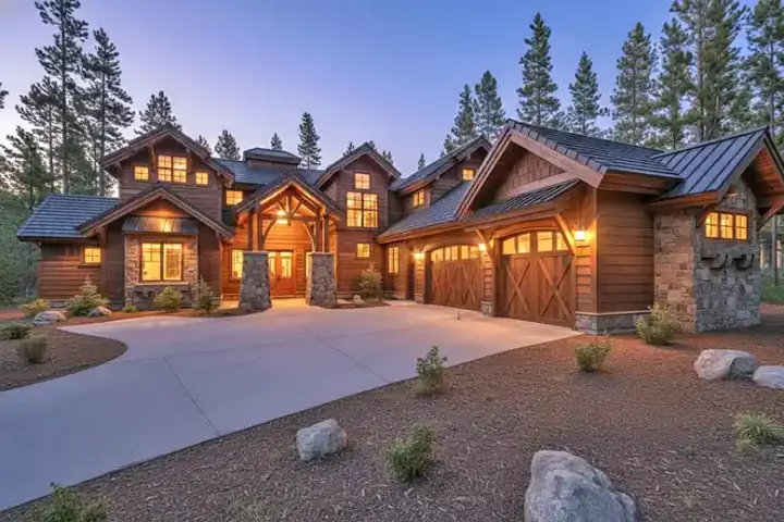 Mountain Rustic house plans 98-102 - front exterior, 4,208 sq ft, 4 bed, 4 bath house plans | Monster House Plans