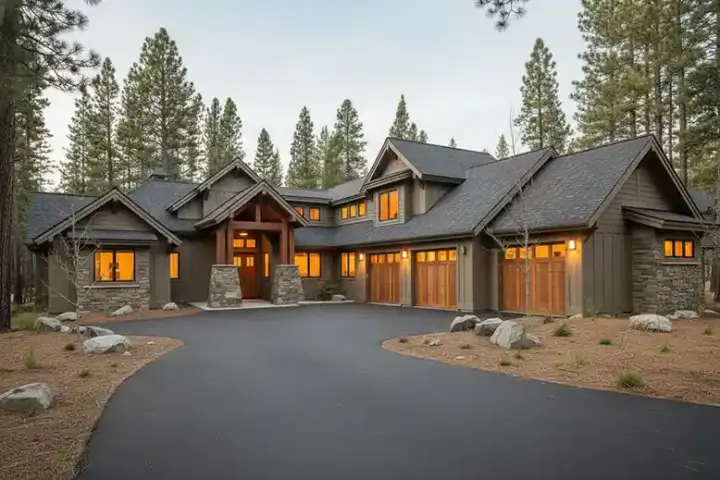 Mountain Rustic house plans 98-104 - front exterior, 3,691 sq ft, 4 bed, 4 bath house plans | Monster House Plans