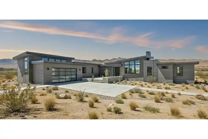 Modern house plans 98-106 - front exterior, 3,247 sq ft, 3 bed, 2 bath house plans | Monster House Plans