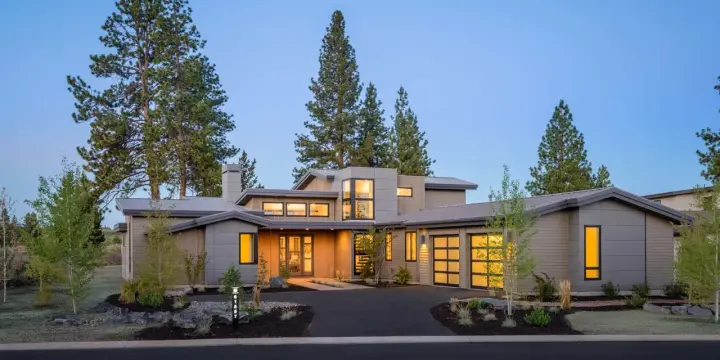 Modern house plans 98-107 - front exterior, 3,217 sq ft, 5 bed, 3 bath house plans | Monster House Plans