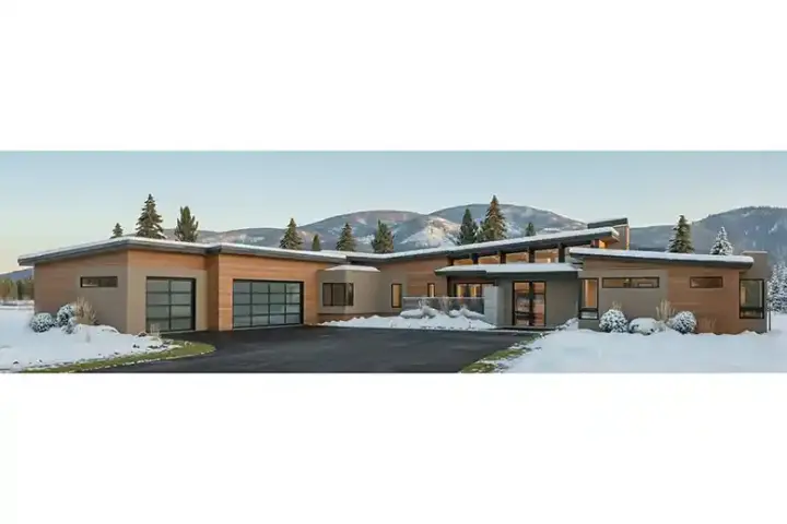 Modern house plans 98-115 - front exterior, 3,312 sq ft, 3 bed, 3 bath house plans | Monster House Plans