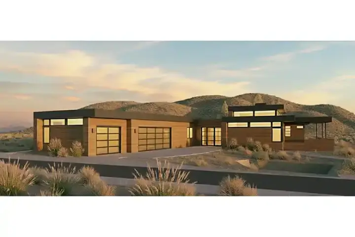 Contemporary house plans 98-130 - front exterior, 2,818 sq ft, 3 bed, 3 bath house plans | Monster House Plans