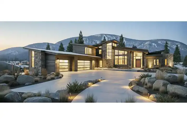 Modern house plans 98-135 - front exterior, 4,356 sq ft, 4 bed, 4 bath house plans | Monster House Plans