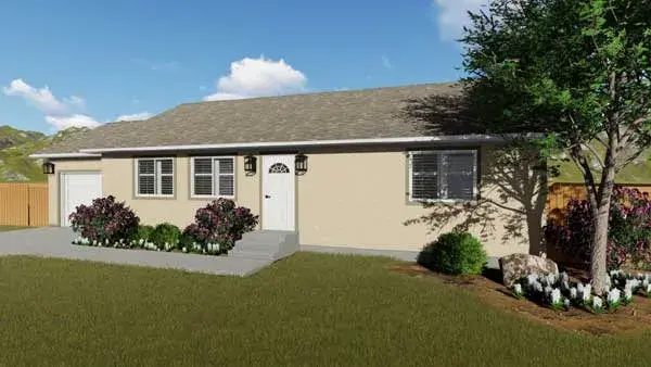 Traditional house plans 99-103 - front exterior, 1,190 sq ft, 2 bed, 1 bath house plans | Monster House Plans
