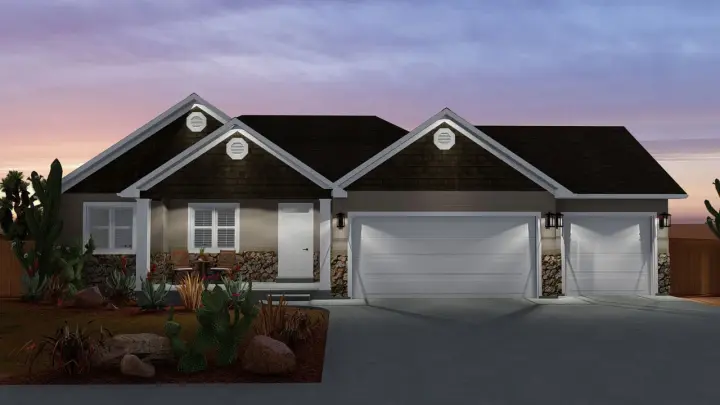 Traditional house plans 99-108 - front exterior, 1,667 sq ft, 3 bed, 2 bath house plans | Monster House Plans