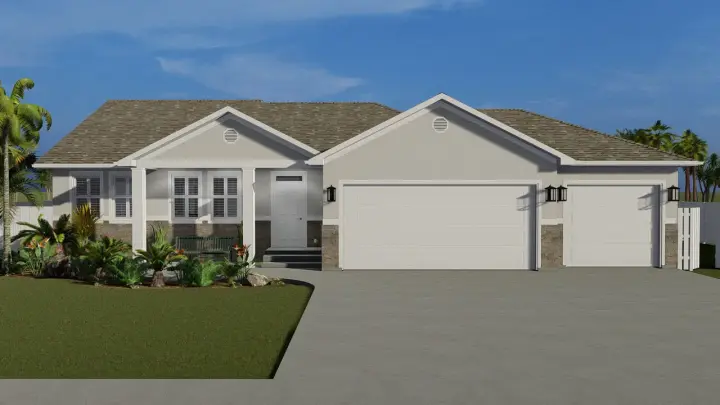 Traditional house plans 99-111 - front exterior, 1,644 sq ft, 3 bed, 2 bath house plans | Monster House Plans