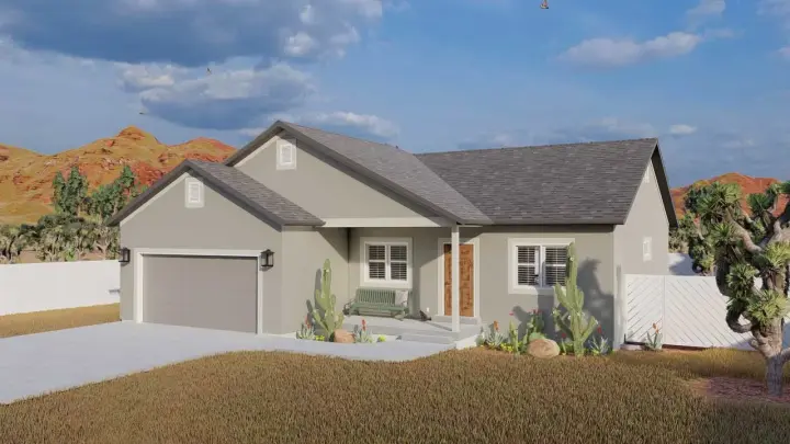 Traditional house plans 99-123 - front exterior, 1,280 sq ft, 3 bed, 2 bath house plans | Monster House Plans