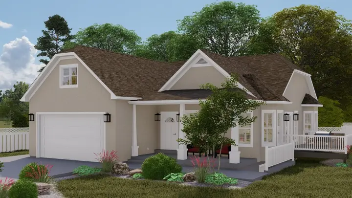 Country house plans 99-127 - front exterior, 1,426 sq ft, 2 bed, 2 bath house plans | Monster House Plans