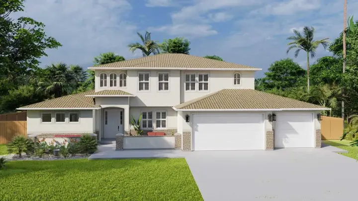 Mediterranean house plans 99-133 - front exterior, 3,859 sq ft, 4 bed, 3 bath house plans | Monster House Plans