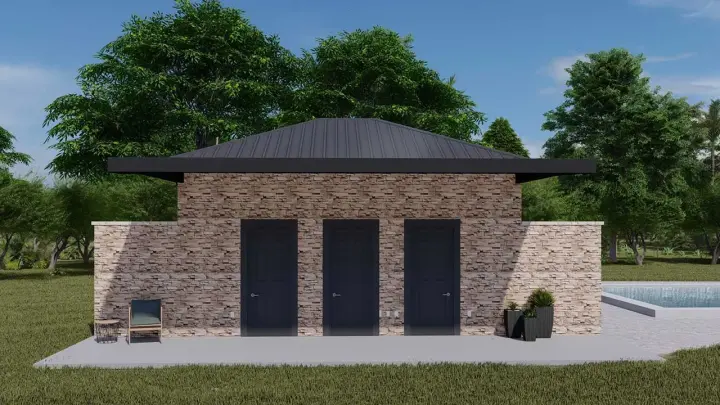 Modern house plans 99-140 - front exterior, 518 sq ft, 0 bed, 0 bath house plans | Monster House Plans