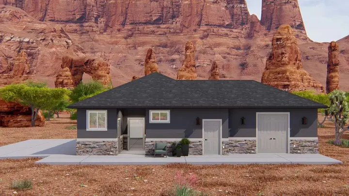 Traditional house plans 99-141 - front exterior, 1,530 sq ft, 0 bed, 1 bath house plans | Monster House Plans