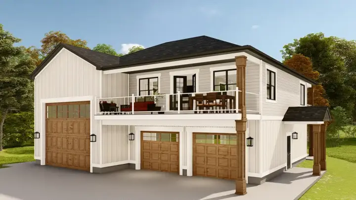 Barndominium house plans 99-145 - front exterior, 967 sq ft, 1 bed, 2 bath house plans | Monster House Plans