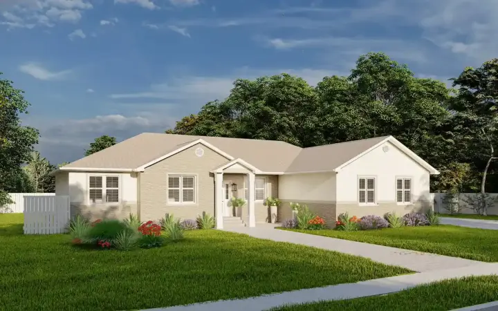 Traditional house plans 99-160 - front exterior, 1,595 sq ft, 3 bed, 2 bath house plans | Monster House Plans