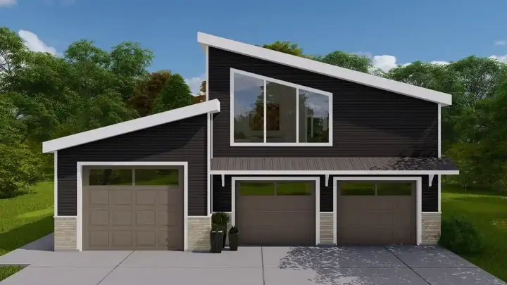 Contemporary house plans 99-181 - front exterior, 1,207 sq ft, 1 bed, 1 bath house plans | Monster House Plans